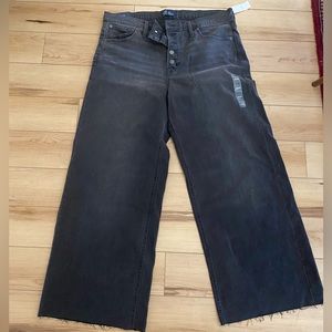 Gap High-Rise, Wide Leg, Button Black Jeans